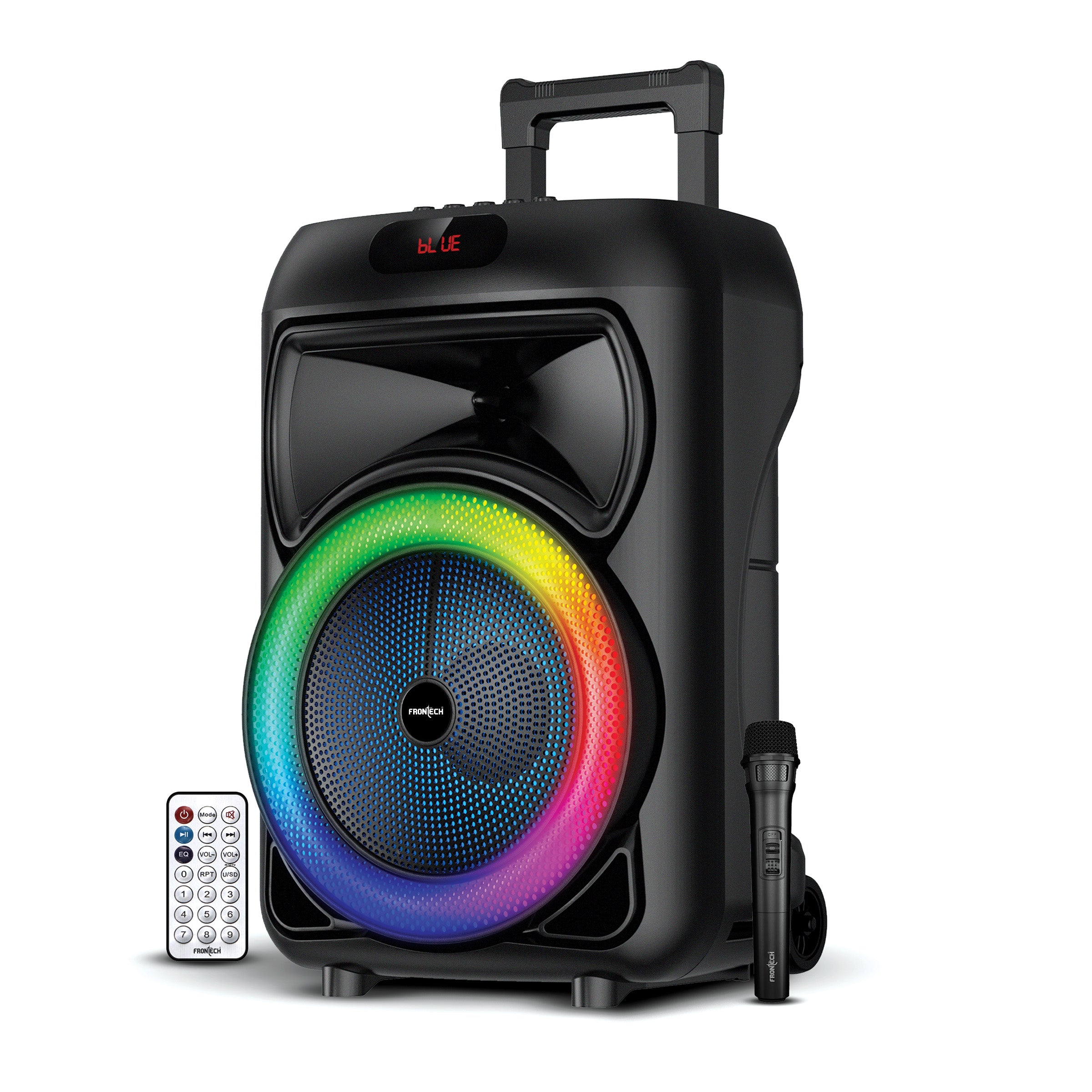 Frontech Encore Multimedia Wireless Trolley Speaker - 30W Output, Bluetooth 5.0, LED Display, Disco Light, Wheels, Handle - (SW-0136) Frontech Encore Multimedia Wireless Trolley Speaker - 30W Output, Bluetooth 5.0, LED Display, Disco Light, Wheels, Handle - (SW-0136)